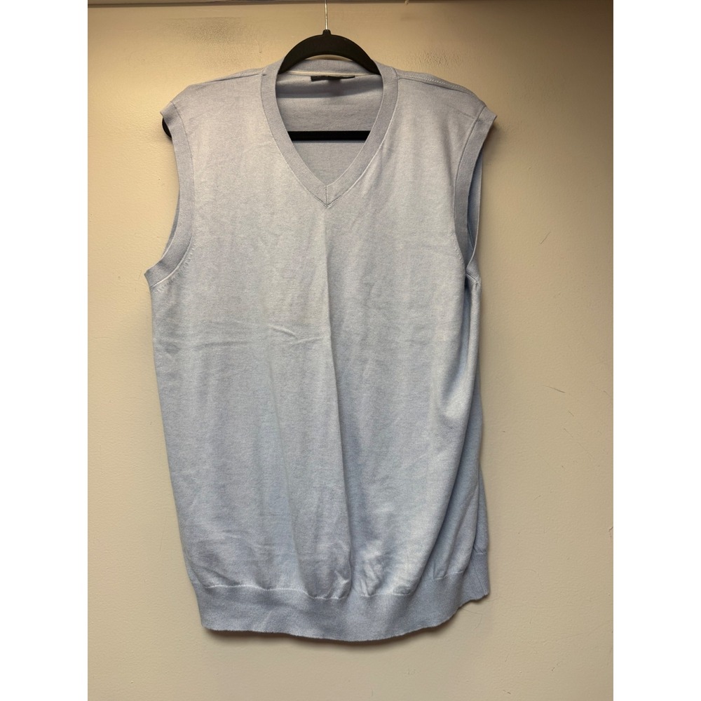 Banana Republic Sweater Vest Mens Large Light Blue Excellent Silk‎ Cotton V-Neck